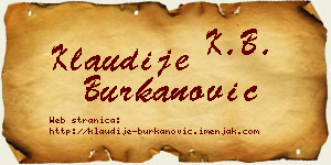 Klaudije Burkanović vizit kartica